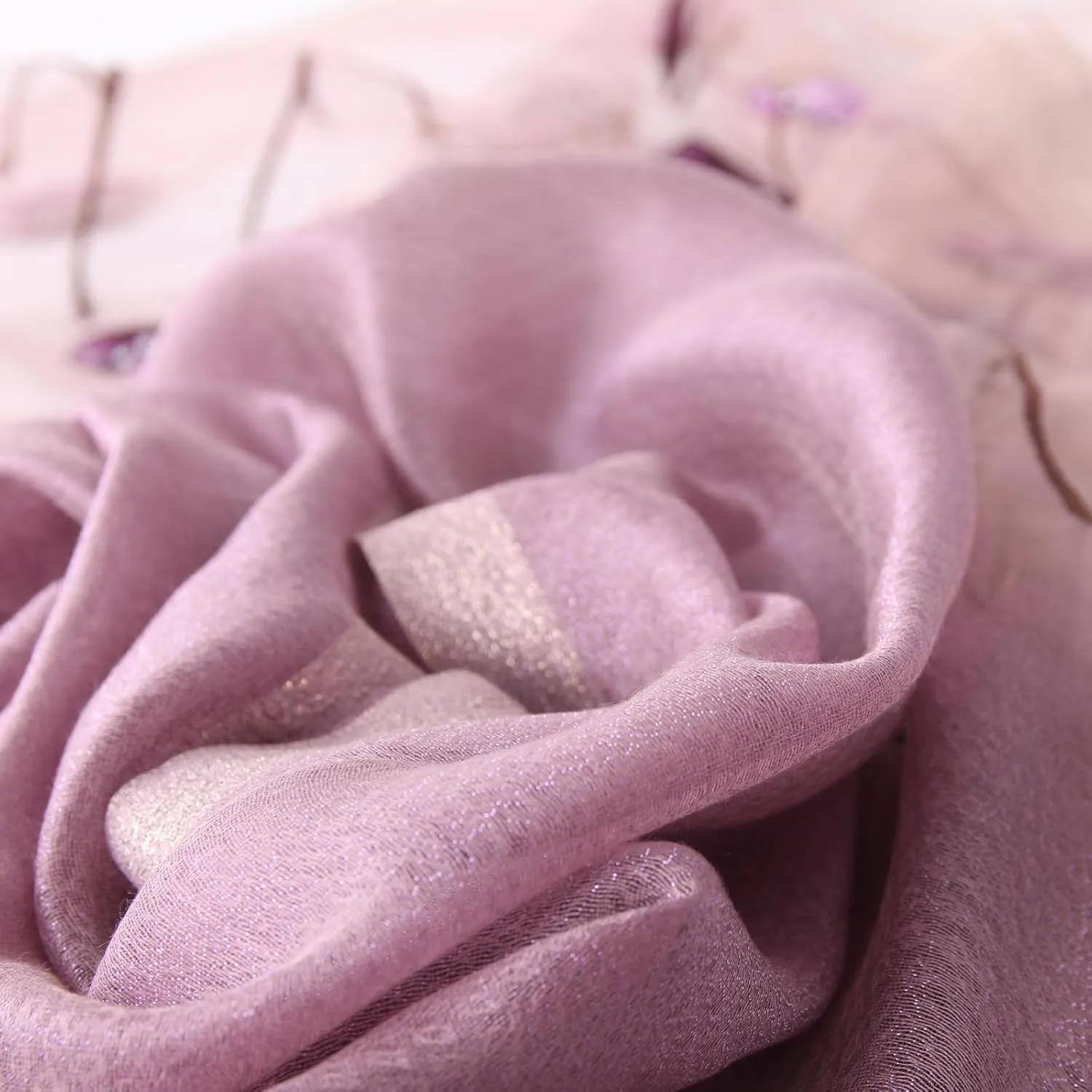 Purple Silk Scarf and Shawl - Elegant Embroidered Silk Scarf