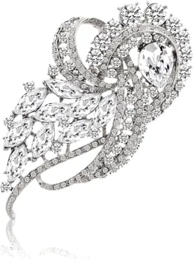 Rhinestone Brooch for Women Large Clear Vintage Crystal Flower Bouquet Pin Elegant Broach for Dresses Fashion Jewelry Diamond Pins for Special Occasions and Clothing