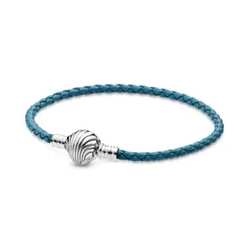 Seashell Clasp Turquoise Braided Leather Bracelet