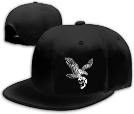 Snap Backpack Hat for Men Skull Hat Snapback Hats Flat Bill Baseball Cap Adjustable Skeleton Hand Black