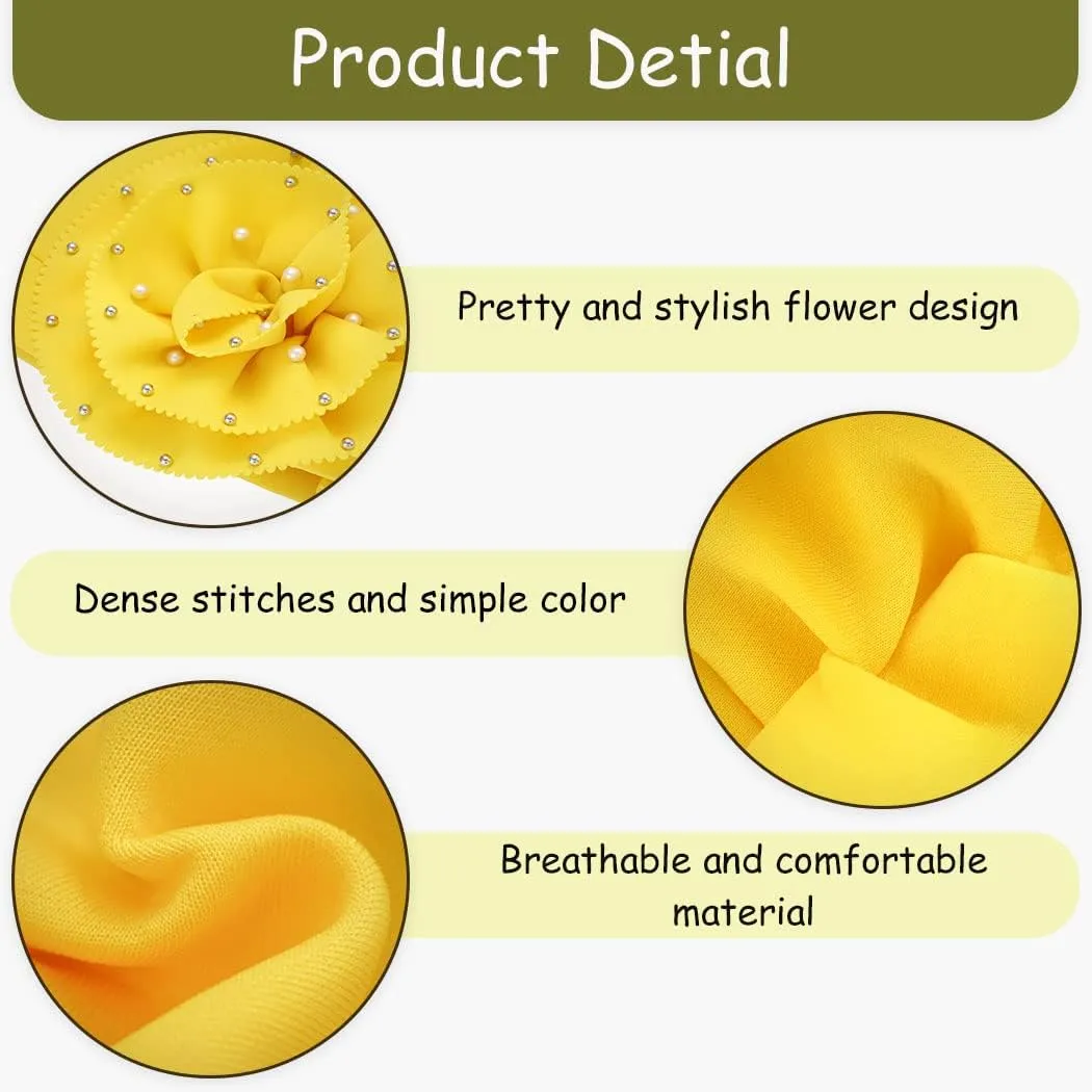 Urieo African Turban Headwrap Flower Head Wrap Cap Pre-Tied Pearl Head Scarf for Women