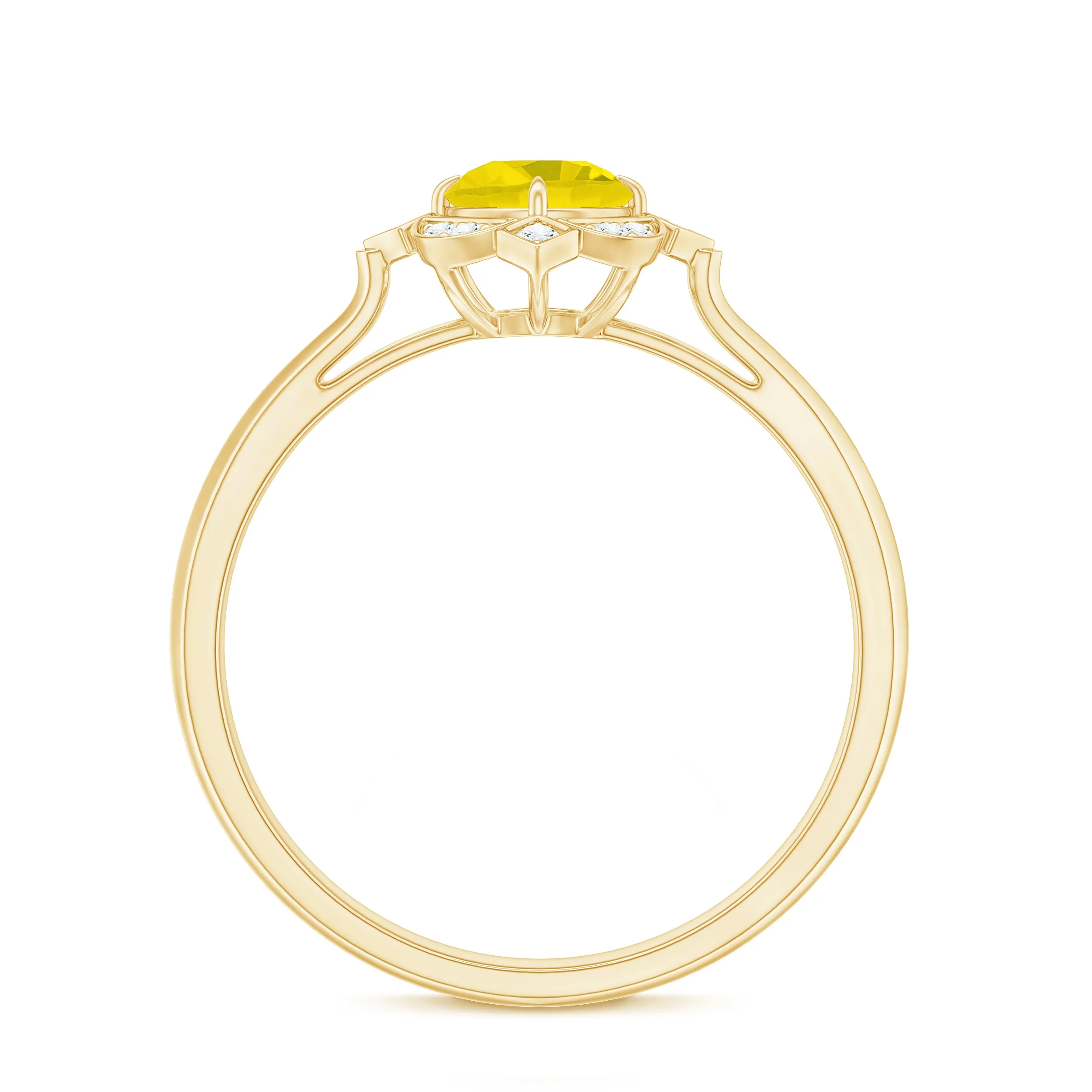 Vintage Style Yellow Sapphire and Diamond Engagement Ring