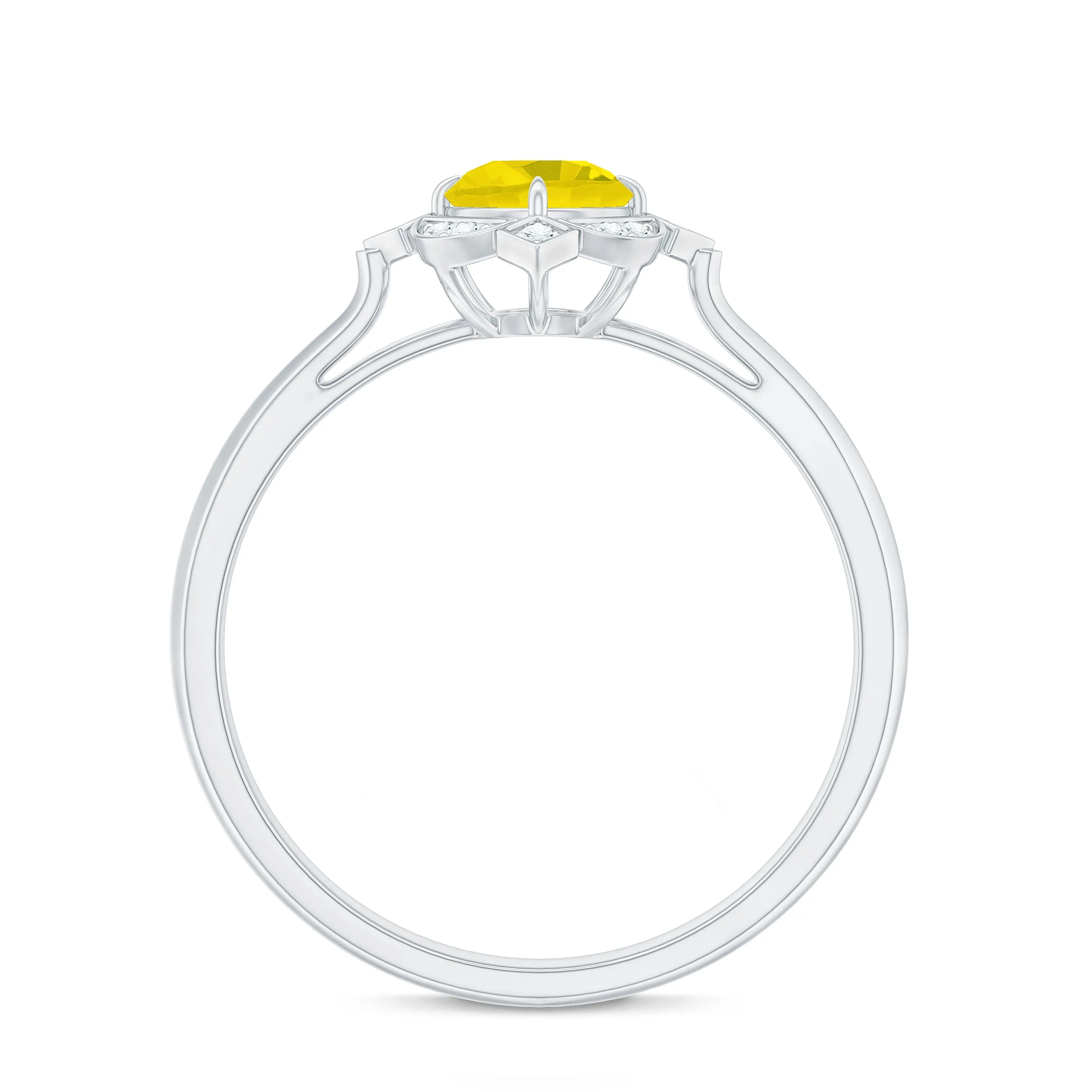 Vintage Style Yellow Sapphire and Diamond Engagement Ring