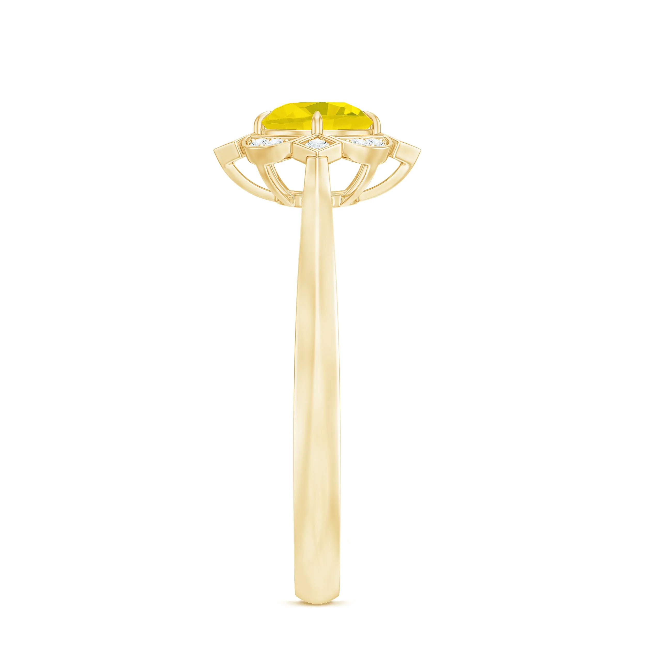 Vintage Style Yellow Sapphire and Diamond Engagement Ring