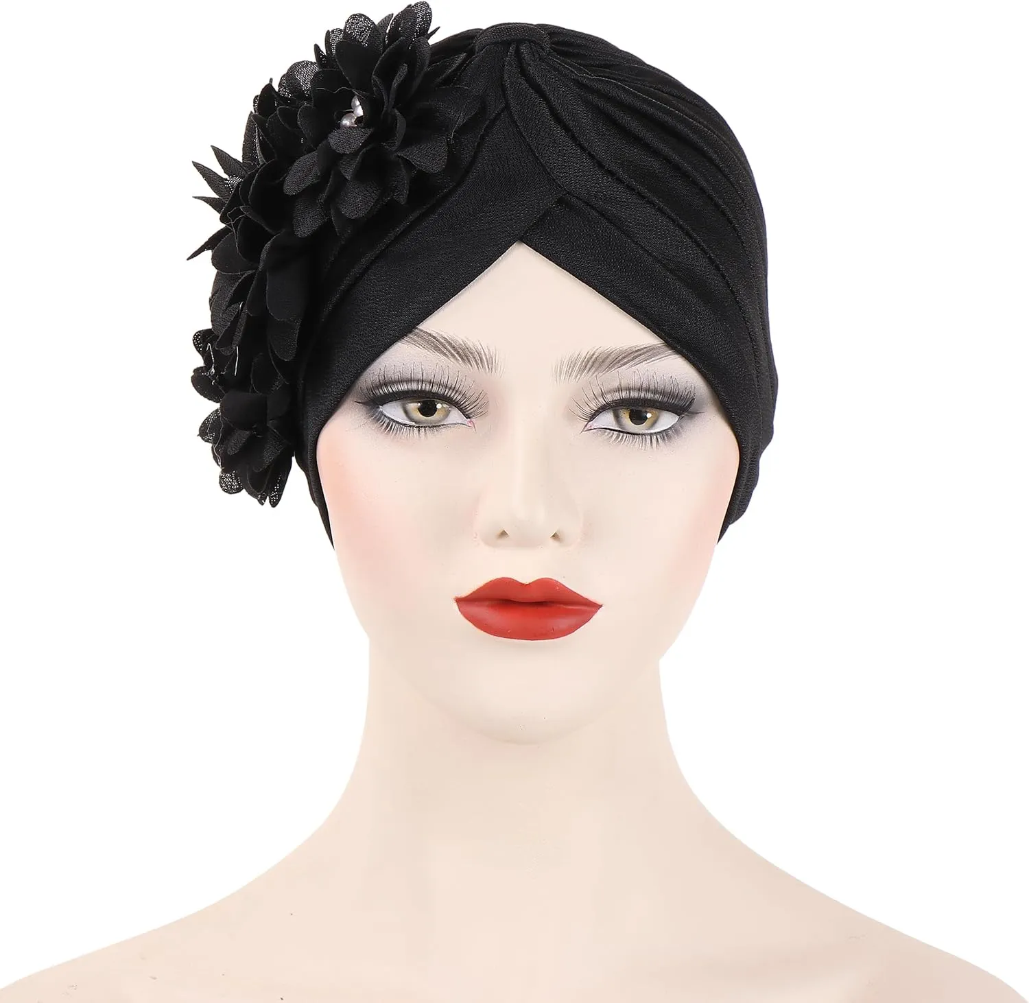 YYAOJHAO Women Flower Turban Hats - Ruffle Pre Tied Headwrap Caps Chemo Beanies Hijab Headscarf for Cancer Patient Hair Loss