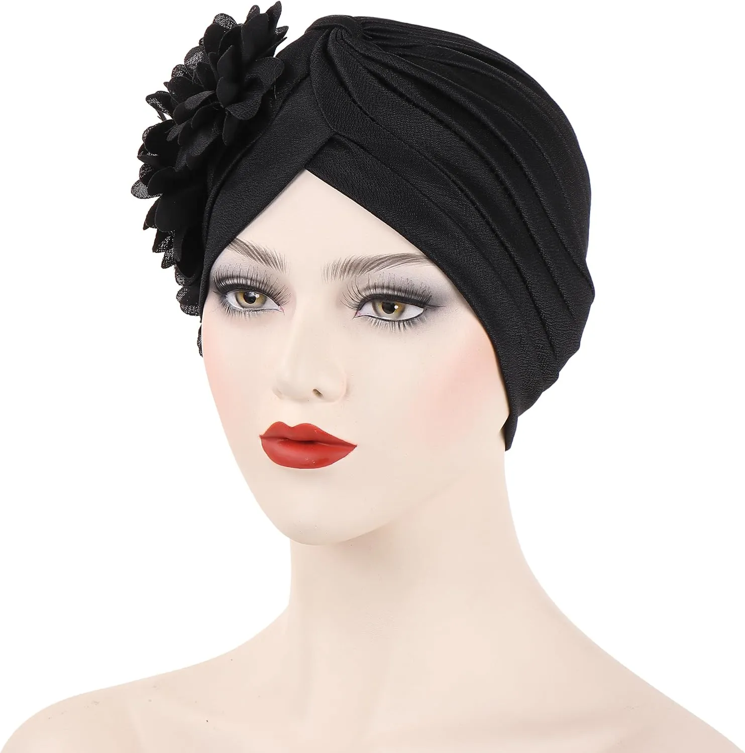 YYAOJHAO Women Flower Turban Hats - Ruffle Pre Tied Headwrap Caps Chemo Beanies Hijab Headscarf for Cancer Patient Hair Loss